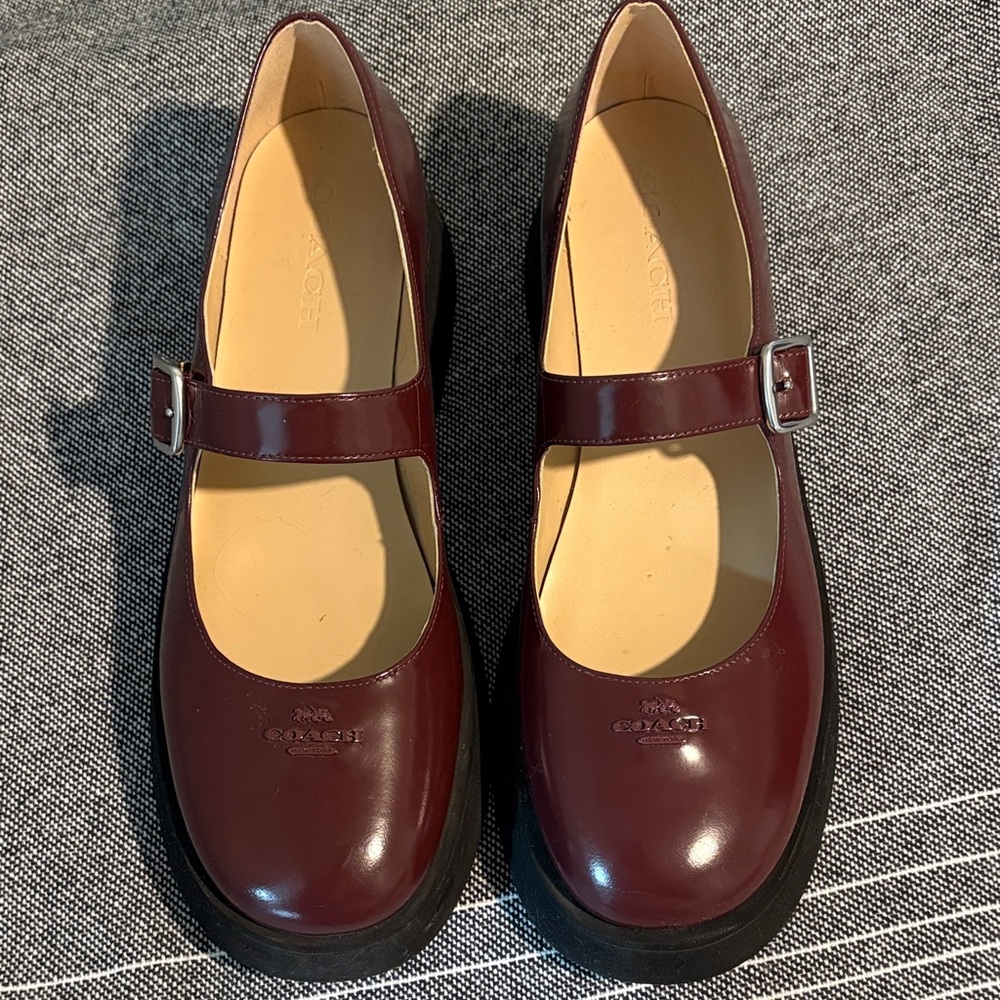 Coach Burgundy Mary Jane Flats